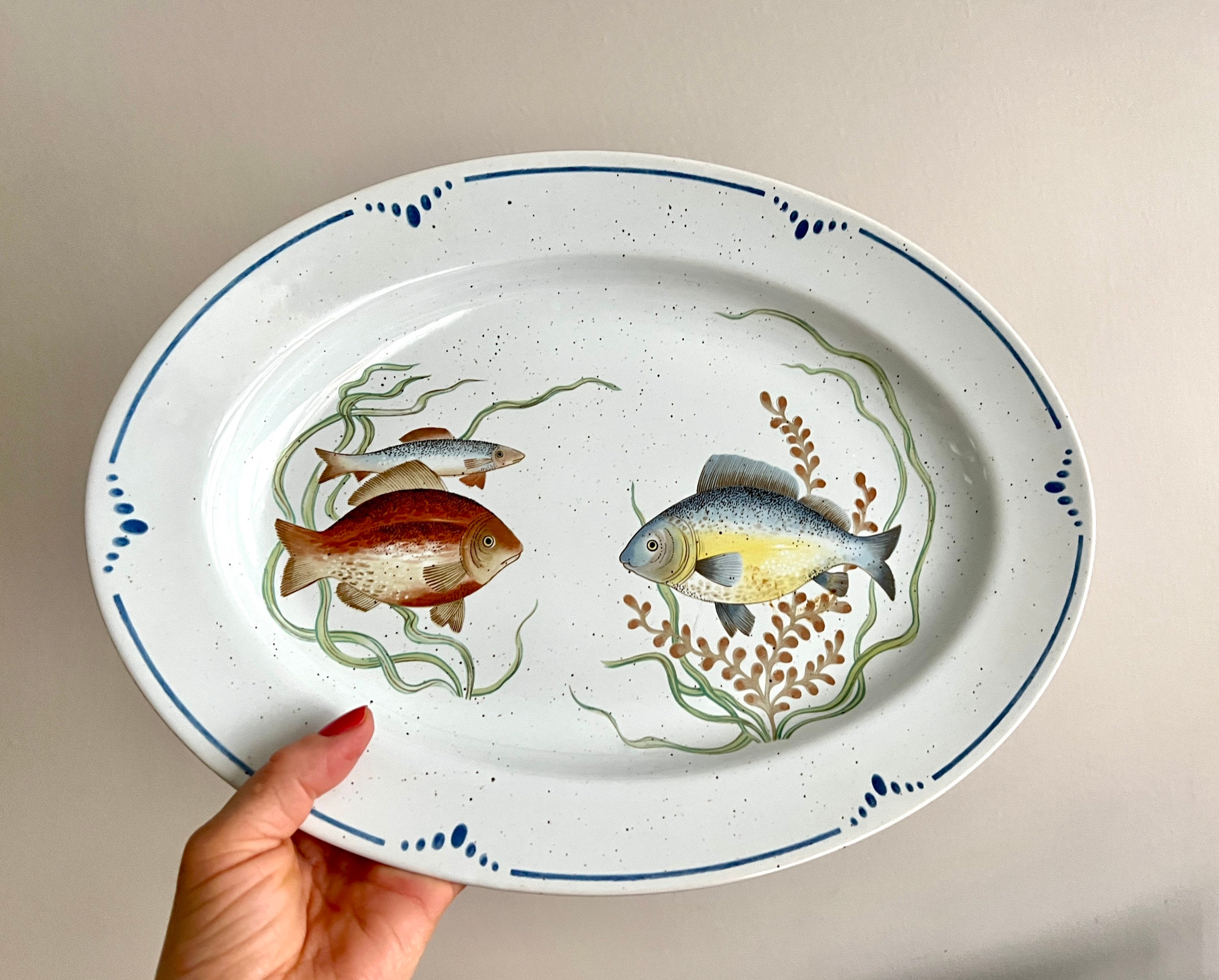 Vintage Fitz Floyd “la Mer” Oval Ceramic Serving Platter