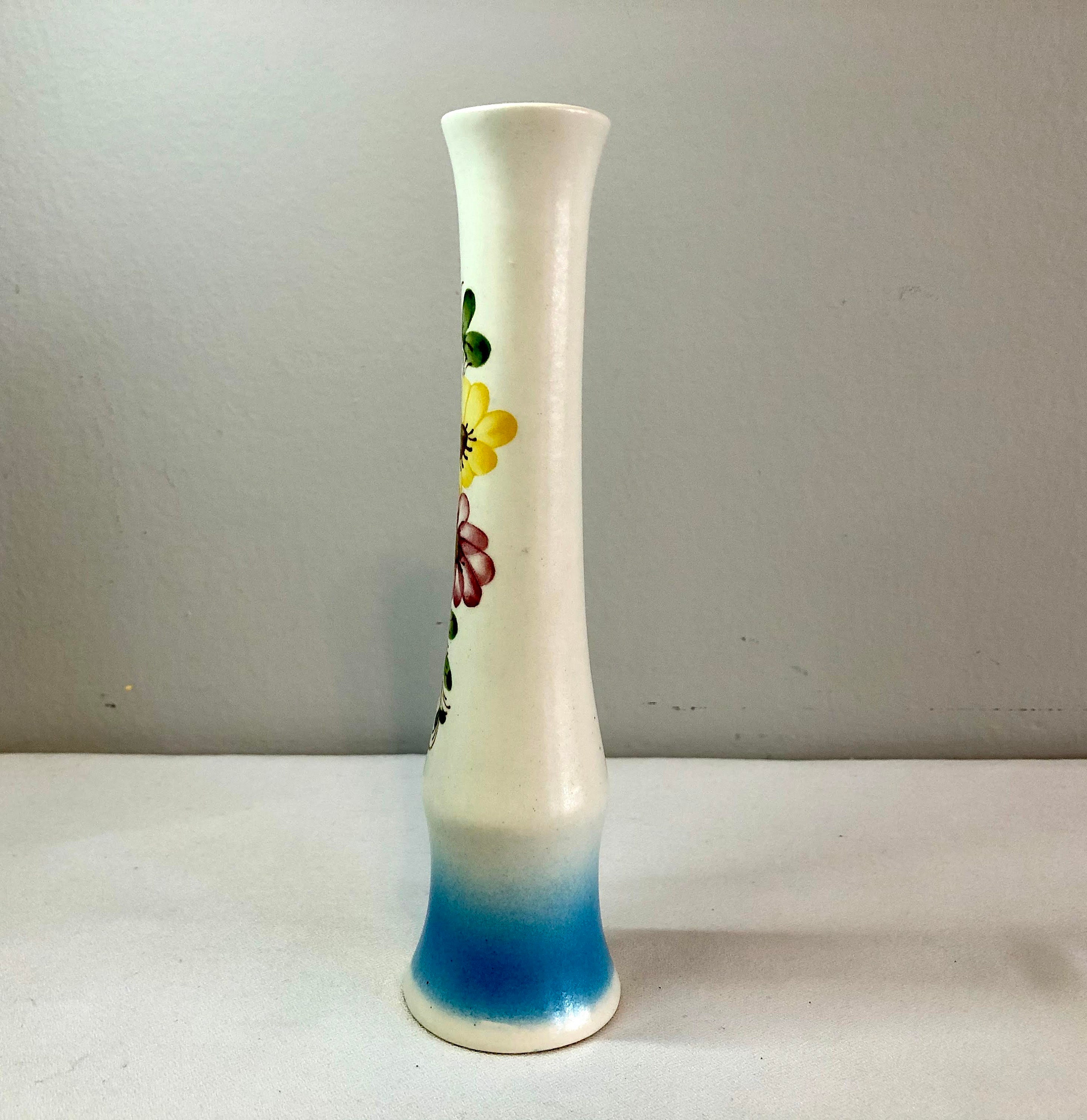 Vintage Ceramic Hand Made Bud Vase Floral Pattern Sado Etsy