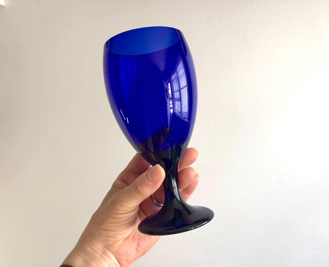 libbey cobalt blue wine glasses