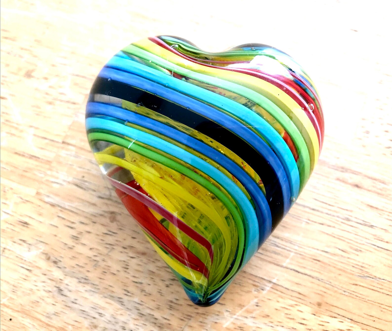 Vintage Murano Heart Shaped Hand Blown Art Glass Paperweight Etsy