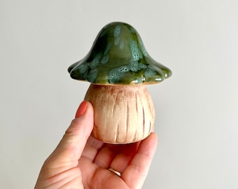 Vintage Ceramic Green Decorative Mushroom