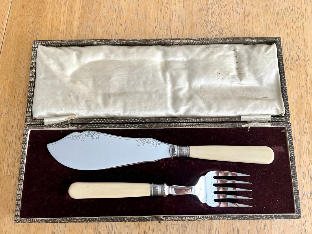 Vintage L.R Stainless Plated Fish Serving Knife and Fork in Etsy