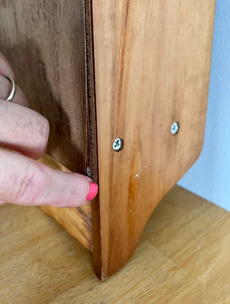 Vintage Solid Wood Wall Hanging Display Shelf With Cut Out Etsy