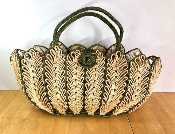 Vintage Large Straw Openwork Beach Bag, Summer, Ba