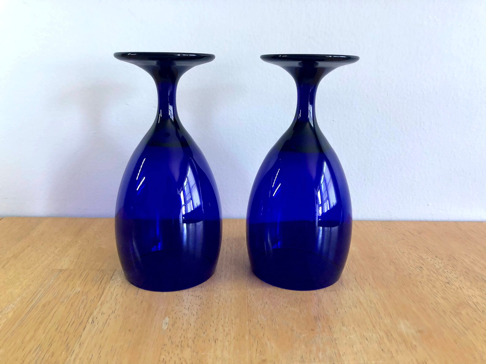 2 Vintage Libbey Cobalt Blue 7 16 Oz Water Wine Glass Etsy