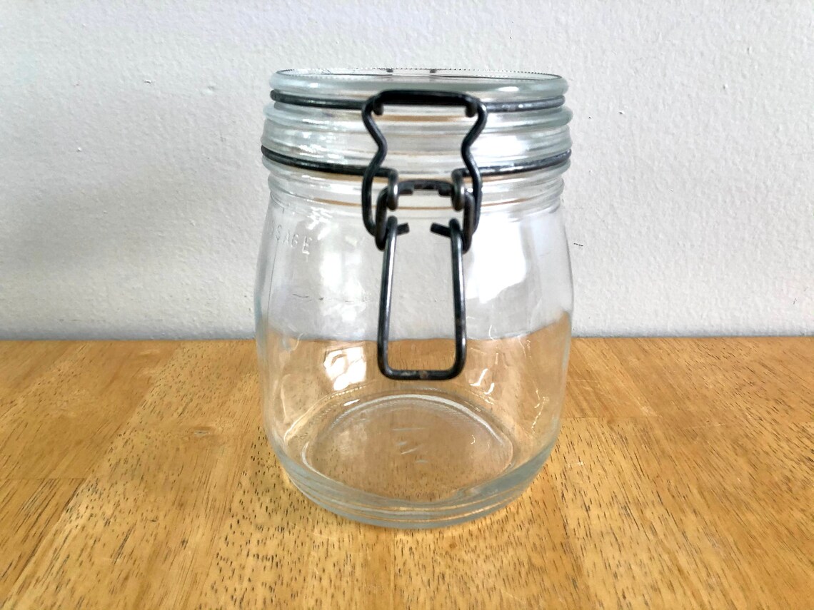 Vintage 3/4 L/25.3 fl oz Arc France Glass Jar with Wire Etsy