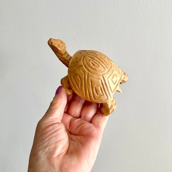 Small Hand Curved Light Wood Turtle Figurine