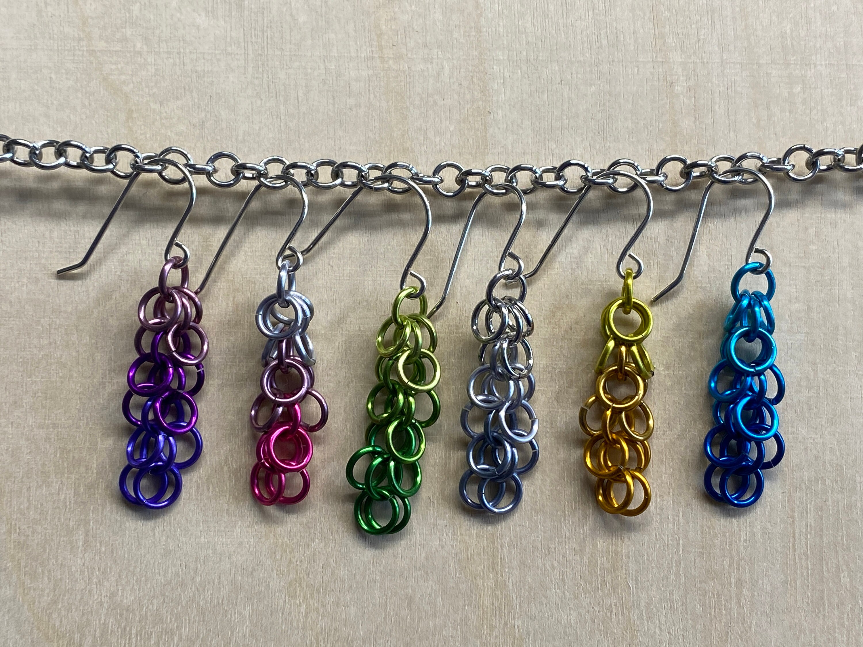 Ombre Chainmaille Earrings: Anodized Aluminum Shaggy Loops