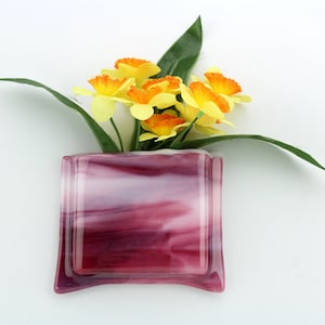 Fused glass magnetic notepad holder - Fused glass magnetic flower vase -Fused glass magnetic pen and paper holder - Magnetic to-do list