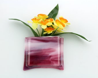 Fused glass magnetic notepad holder - Fused glass magnetic flower vase -Fused glass magnetic pen and paper holder - Magnetic to-do list