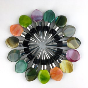 Fused glass and stainless steel bottle stopper image 1