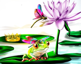 Frog On Lilly Pad Art Print