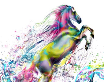Colorful Rearing Horse Art Print