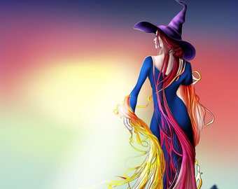 Colorful Witch Art Print