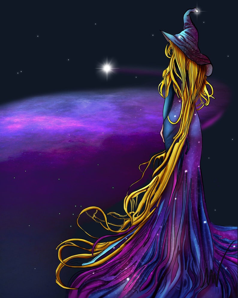 Beautiful Celestial Witch Art Print image 1