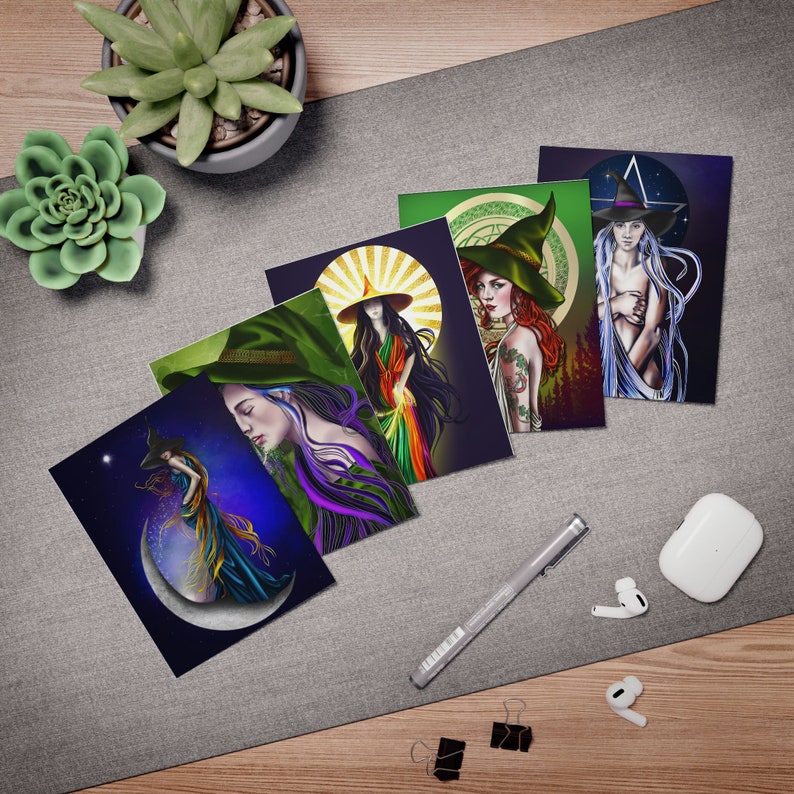 Collectors 1 Pack of Witchy Greeting Cards 5-Pack Blank Inside image 1