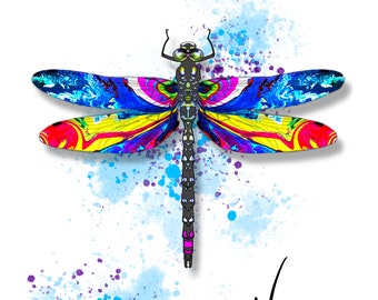 Colorful Abstract Dragonfly Print