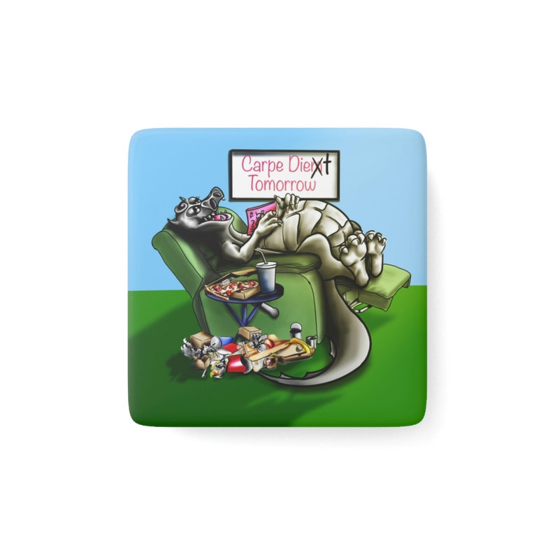 Carpe Diet Porcelain Magnet, Square image 1