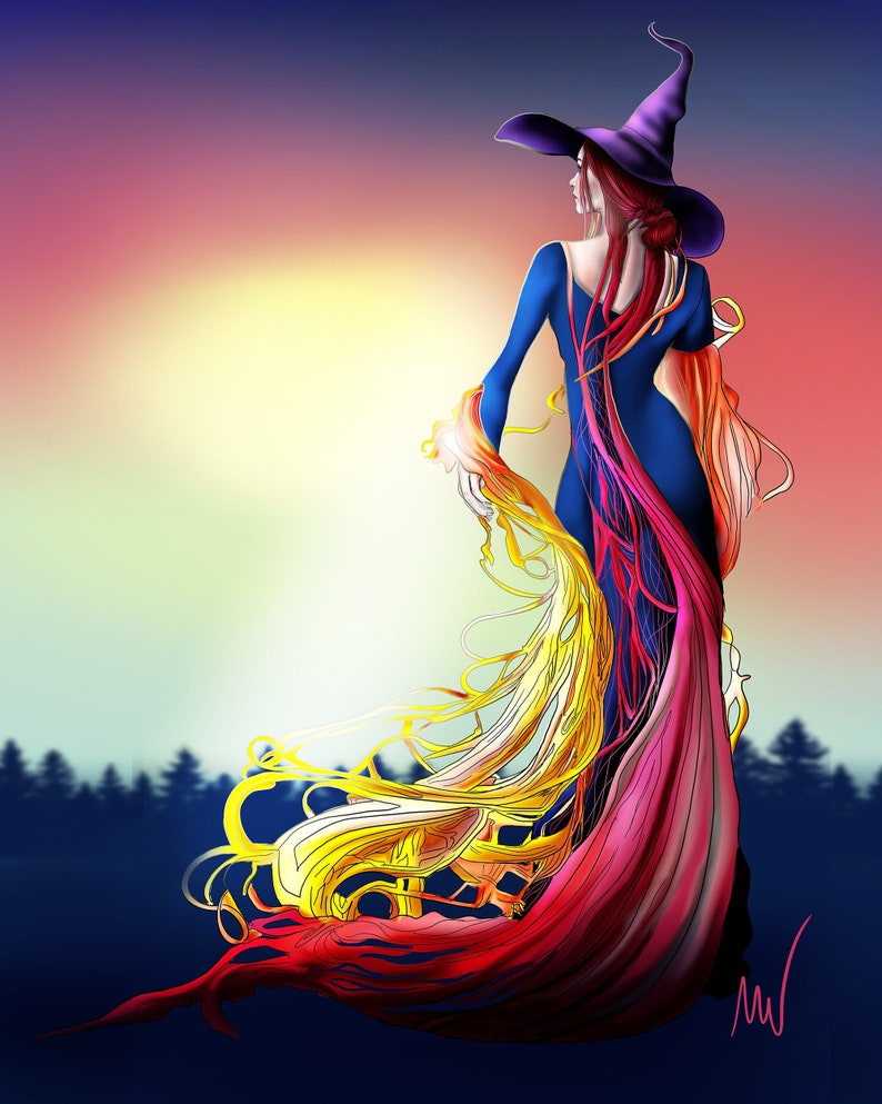 Colorful Witch Art Print image 1