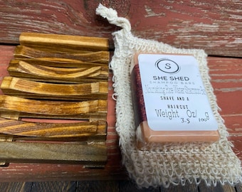 Shave And A Haircut Mens Rice Water Goat Milk Shampoo Bar & Bamboo Dish 3.5 Oz