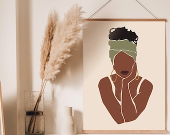 Black Woman Art, INSTANT DOWNLOAD, Printable Art, African Woman Art, Boho Wall Art, Fashion print, Black Girl Art Print, Black Woman Art.