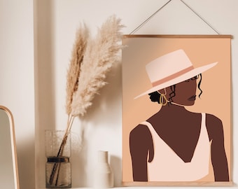 Black woman art, Black girl art, INSTANT DOWNLOAD, Printable Art, African Woman Art, Boho Wall Art, Fashion print, Black Girl Art Print,