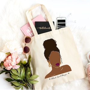 Black Woman Tote Bag| Black Girl Gifts | Black Girl Magic | Best friend Gifts | african woman gift | african american totes | black girl bag
