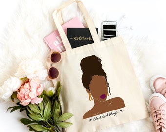 Negro mujer bolso tote / negro chica regalos / negro chica magia / Mejor amigo regalos / african mujer regalo / totes afroamericanos / bolso negro niña