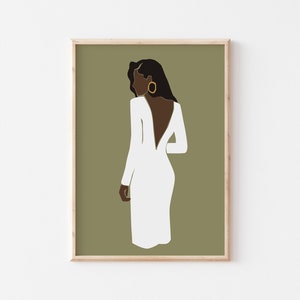 Schwarze Frau Kunst, INSTANT DOWNLOAD, druckbare Kunst, afrikanische Frau Kunst, Boho Wandkunst, Mode Druck, schwarze Mädchen Kunstdruck, schwarze Frau Kunst.