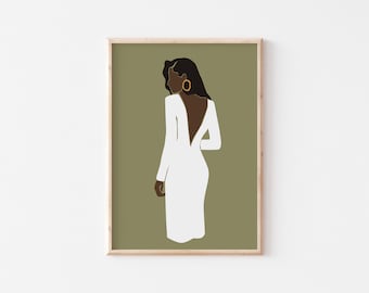 Black Woman Art, INSTANT DOWNLOAD, Printable Art, African Woman Art, Boho Wall Art, Fashion print, Black Girl Art Print, Black Woman Art.