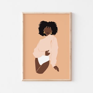 Schwarze Frau Kunst, INSTANT DOWNLOAD, druckbare Kunst, afrikanische Frau Kunst, Boho Wandkunst, Mode Druck, schwarze Mädchen Kunstdruck, schwarze Frau Kunst.