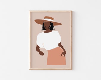 Black Woman Art, INSTANT DOWNLOAD, Printable Art, African Woman Art, Boho Wall Art, Fashion print, Black Girl Art Print, Black Woman Art.