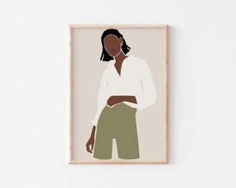 Black Woman Art, INSTANT DOWNLOAD, Printable Art, African Woman Art, Boho Wall Art, Fashion print, Black Girl Art Print, Black Woman Art.