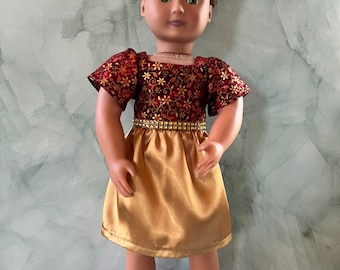 Red and Gold Glamour Dress for 18 inch doll