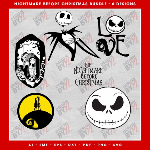 Download Nightmare Before Christmas Svg Bundle Pack 6 Designs Clipart Etsy