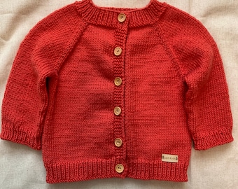 Hand Knit Baby Cardigan (Cashmerino)