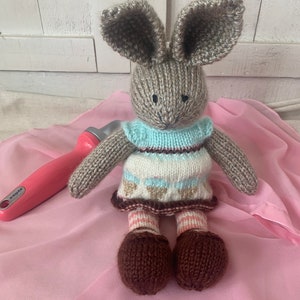 Hand Knit Stuffed Bunny (Ice Cream Cone)