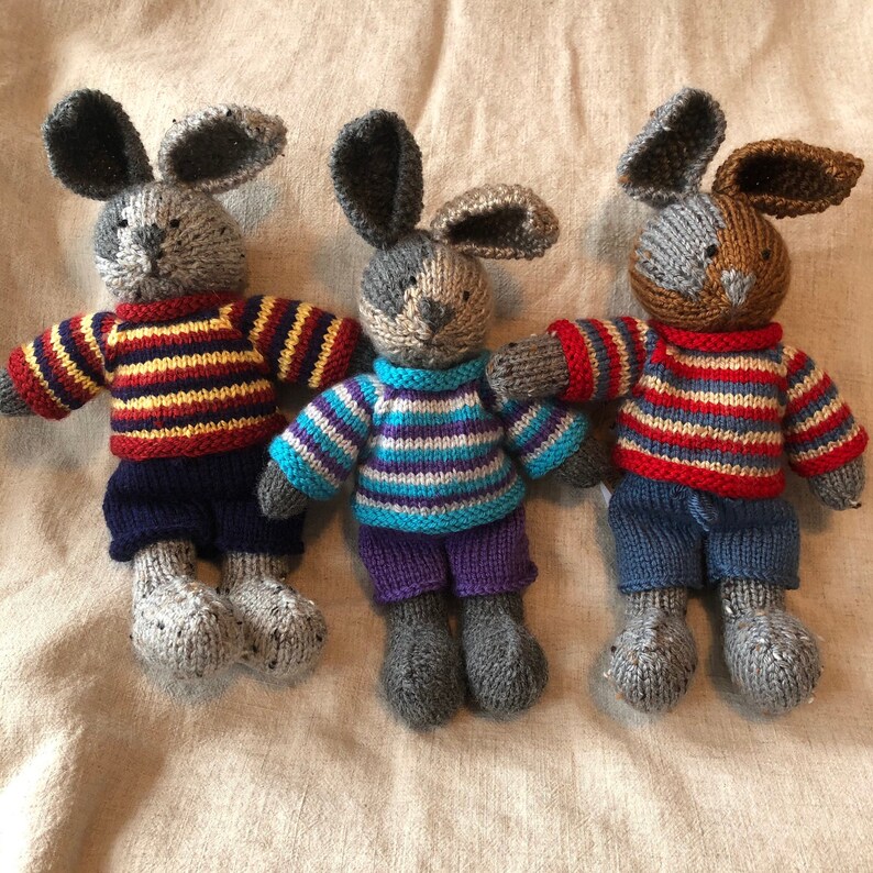 Knitted Grey Rabbit Hand Knit Stuffed Bunny (grey