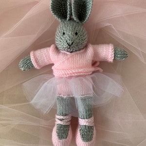 Hand Knit Stuffed Bunny (Ballerina)