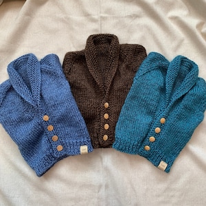 Hand Knit Baby Cardigan (3 Comfy Colors)