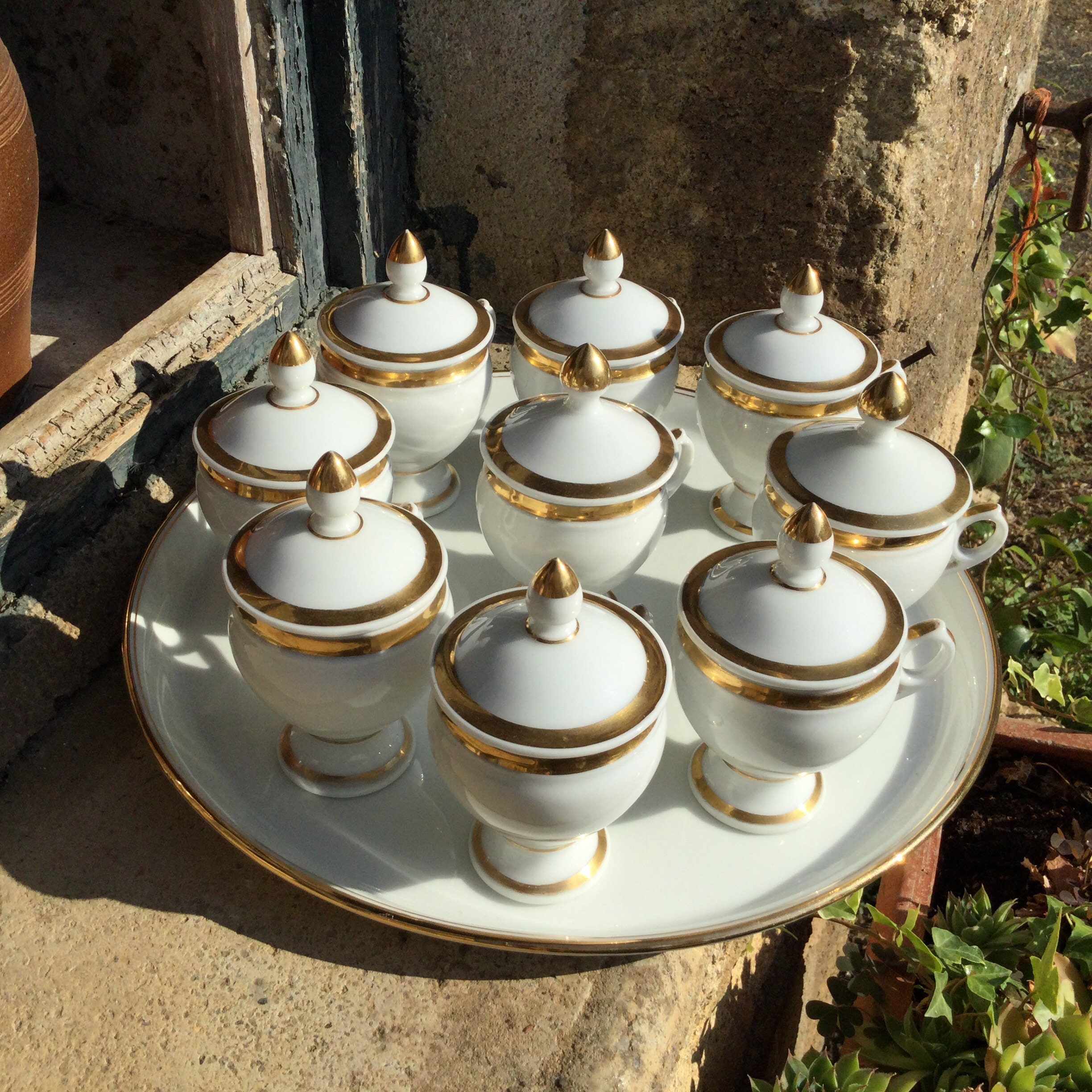 9 Pots En Chocolat Porcelaine/Pots