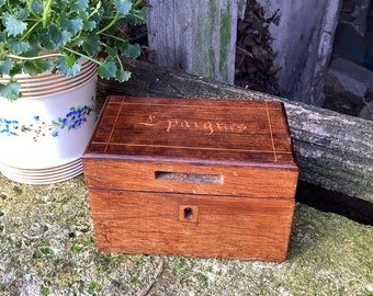 Napoléon III walnut wood and marquetry box/antique trinket box/jewelry box/savings, piggy bank box/decorative box/French country decor