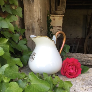 1920’s Limoges porcelain creamer/milk jug/vase/1920’s decorative porcelain pitcher/white and gold jug/French country chic decor