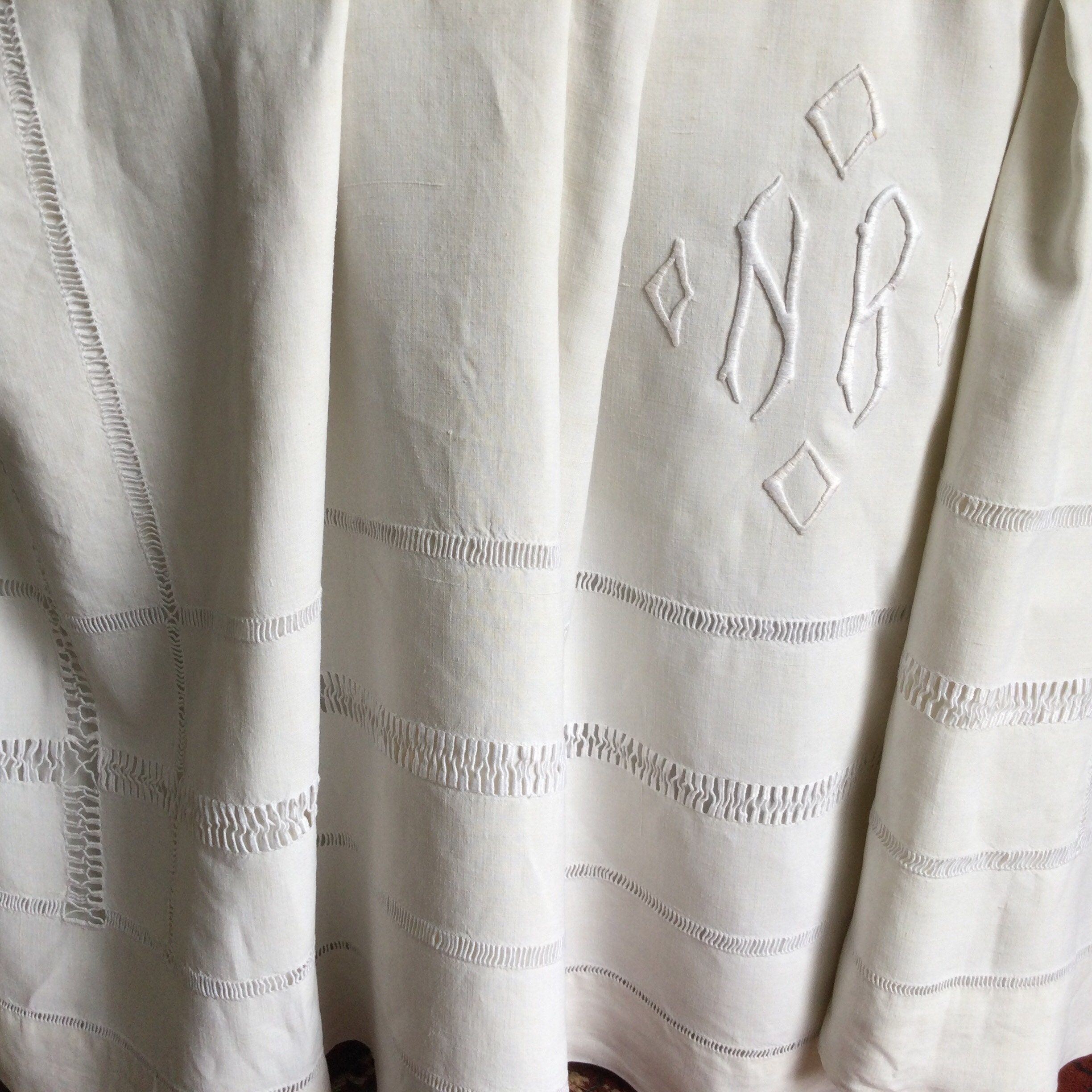 Antique French linen sheet. Linen fil hand embroidered Etsy