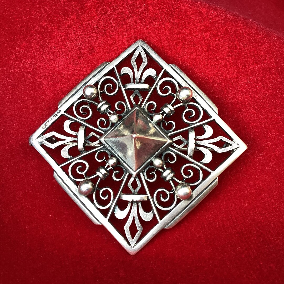 Broche Vintage Argent Massif 850‰ – Fleur Rose – Fabrication Française