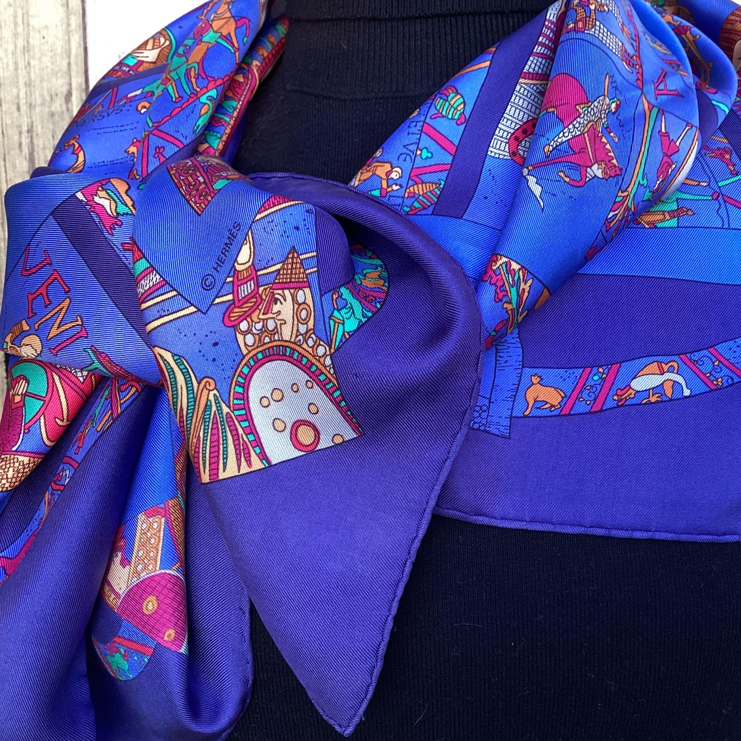 A Hermes Silk Twill Scarf, 90 X 90 Square by Loic Dubigeon - 'A La