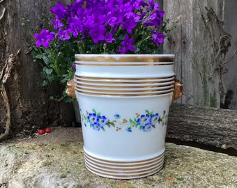 Paris porcelain ceramic planter/1800s hand painted jardinière/small centerpiece for plants/antique cache pot/French country decor