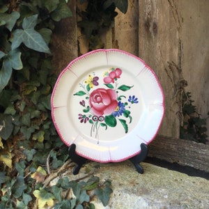 1900’s hand painted ceramic plate/St. Clement or Luneville decorative dish/French faience/antique collectible/French country decor.