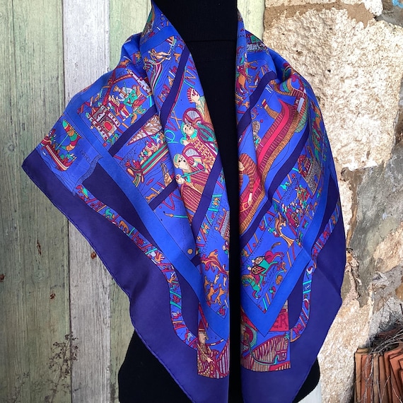 A Hermes Silk Twill Scarf, 90 X 90 Square by Loic Dubigeon - 'A La