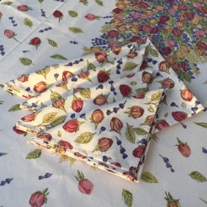 Vintage French Country Tablecloth Set, Roses & Lavender, 9-Piece